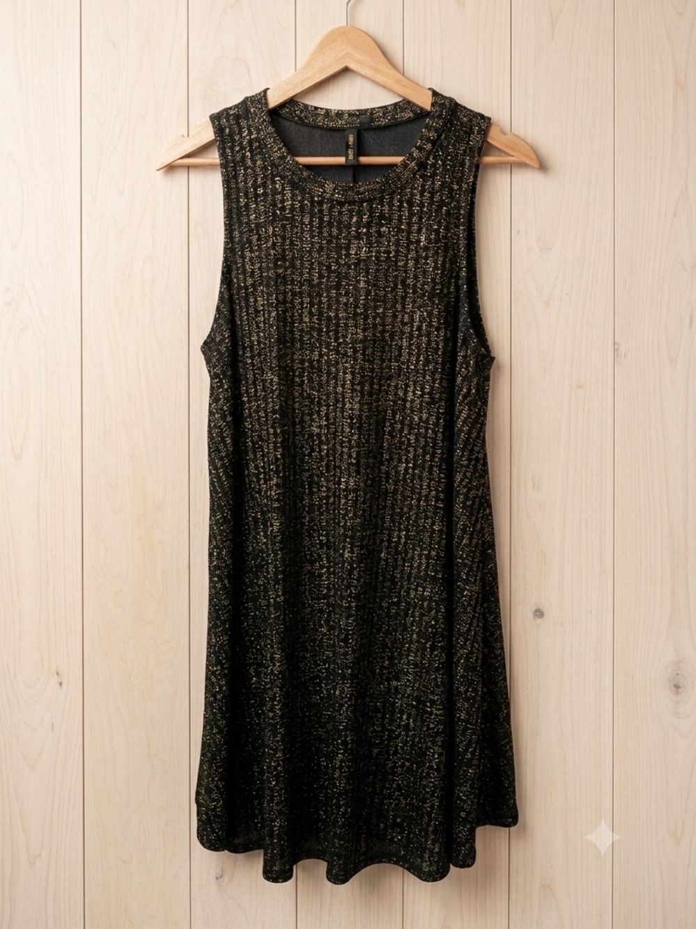 ✨ Want and Need Gold & Black Ribbed Party Dress XL✨